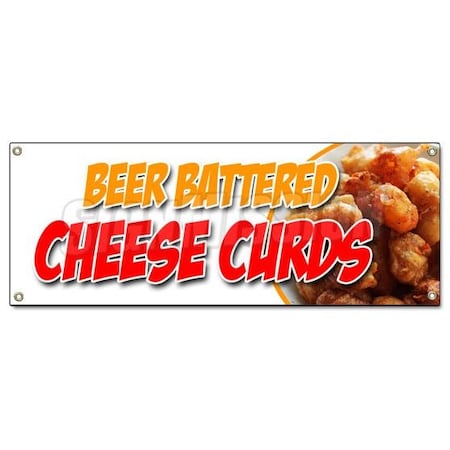 Signmission BEER BATTERED CHEESE CURDS BANNER SIGN wisconsin poutine fried fresh B-Beer Battered Cheese Cur